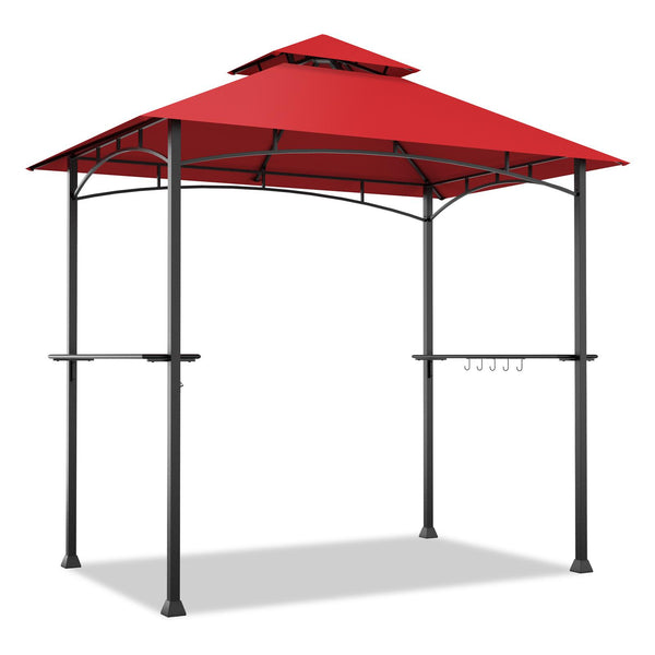 8 x 5 Feet Outdoor Barbecue Grill Gazebo Canopy Tent BBQ Shelter-Red