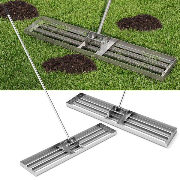 Lawn Leveling Rake 46 x 10 Inch Heavy Duty Lawn Level Tool for Soil-Silver