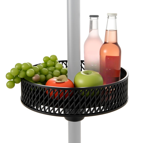 Patio Umbrella Table Tray Adjustable with Storage and Umbrella Poles