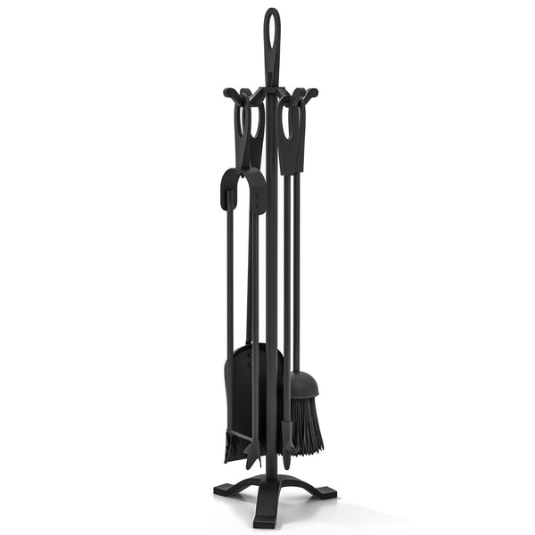 5 Pieces Fireplace Tool Set Fireplace Accessories with Poker-Black