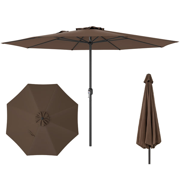 12 Feet Patio Umbrella with Crank Handle and 8 Sturdy Ribs