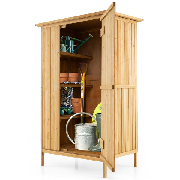 5 x 3 Feet Outdoor Storage Cabinet with Asphalt Roof and 3 Shelves