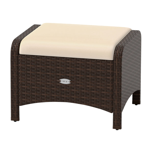 2 Pieces Outdoor Patio PE Wicker Ottomans with Removable Cushions