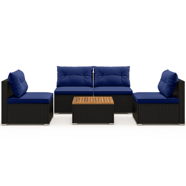 5 Piece Outdoor Furniture Set with Solid Tabletop and Soft Cushions