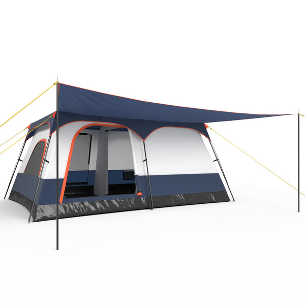 8-10 Person Camping Tent with Double Rooms and 2 Doors