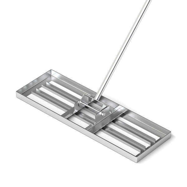 30 x 10 Inch Lawn Leveling Rake with Ergonomic Handle-Silver