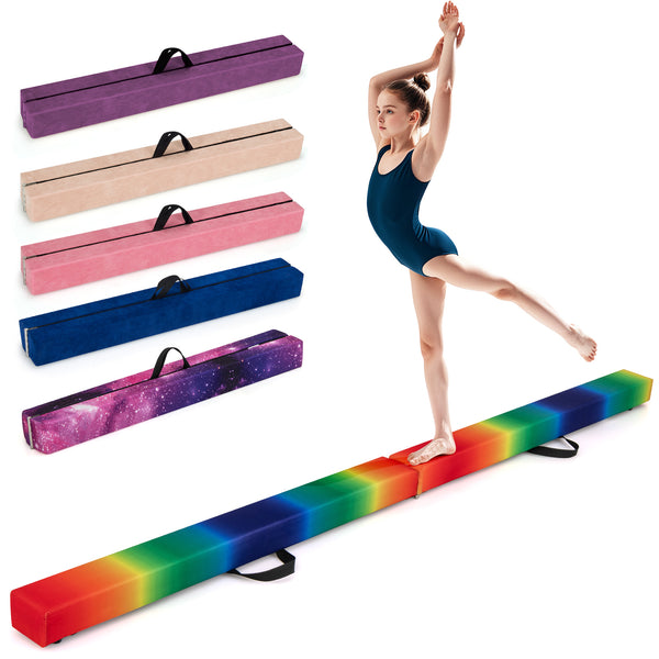 7 Feet Folding Portable Floor Balance Beam with Handles for Gymnasts