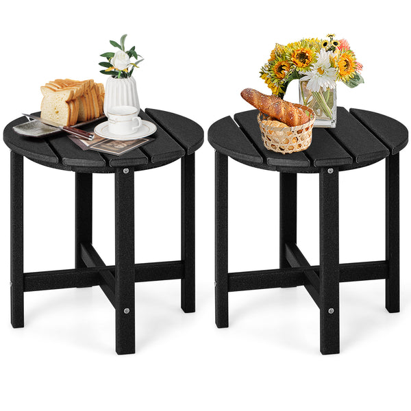 Set of 2 18 Inch Round Weather-Resistant Adirondack Side Tables