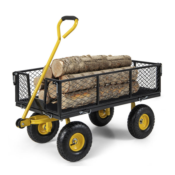Utility Garden Wagon with 4 Removable Side Panels and 900/1200 LBS Load Capacity-43 X21 X 36 Inch