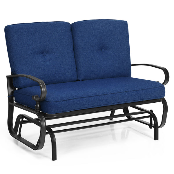 2 Seats Outdoor Swing Glider Chair with Comfortable Cushions
