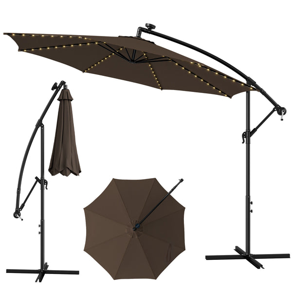 10 Feet Patio Umbrella with 112 Solar-Powered LED Lights