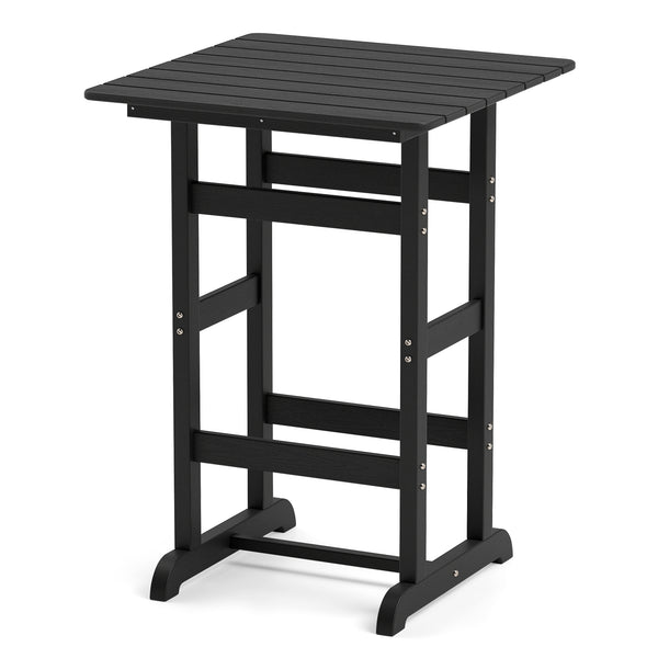 30 Inch Square Bar Table Dining Table with Slatted Tabletop for Poolside