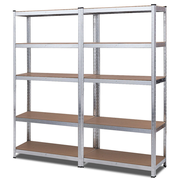 2 Pieces 5-Tier Metal Storage Shelves with Adjustable Shelves