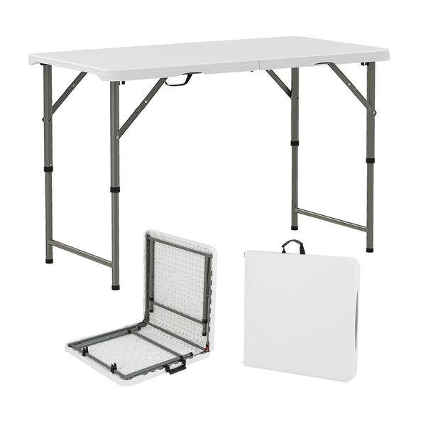 4 Feet Portable Camping Table with HDPE Tabletop and Metal Legs