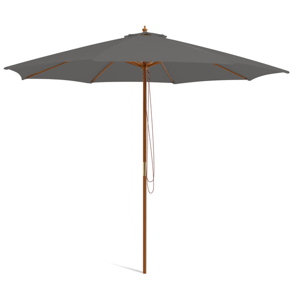 10 Feet Patio Umbrella with 8 Wooden Ribs and 3 Adjustable Heights