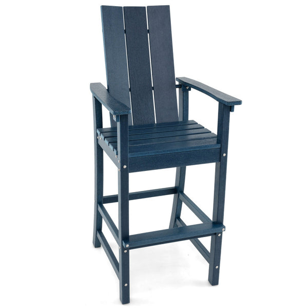 Tall Adirondack Chair Outdoor Bar Stool with Ergonomic Backrest for Backyard