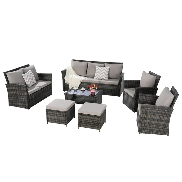 7 Piece Outdoor Patio Furniture Set 9 Seater