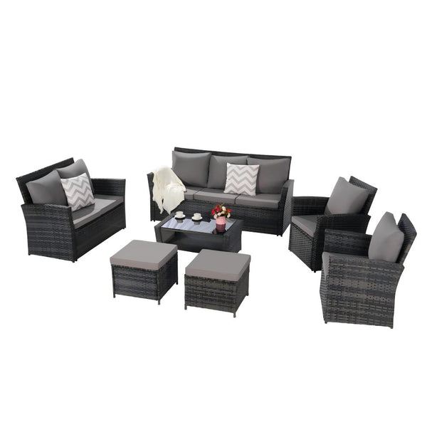 7 Piece Outdoor Patio Furniture Set 9 Seater