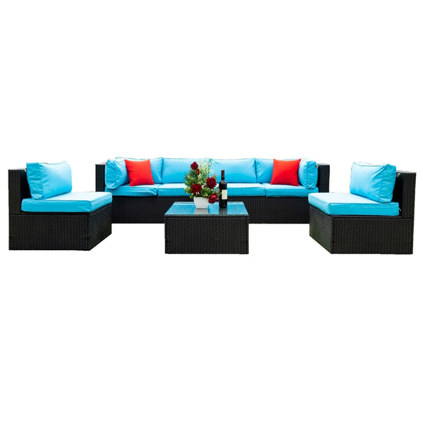 5 Piece Outdoor Sectional Sofa Set with Cushions and Pillows