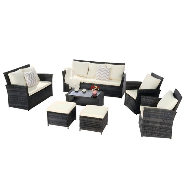 7 Piece Outdoor Patio Furniture Set 9 Seater