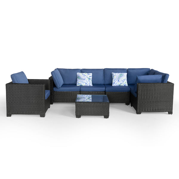 7 Piece Indoor Outdoor Sectional Sofa Set for Patio Poolside Balcony Backyard
