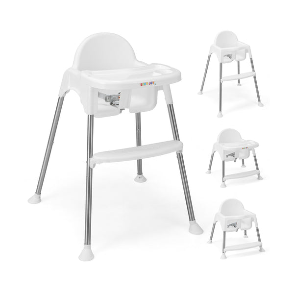 4-in-1 Convertible Baby High Chair with Removable Double Tray