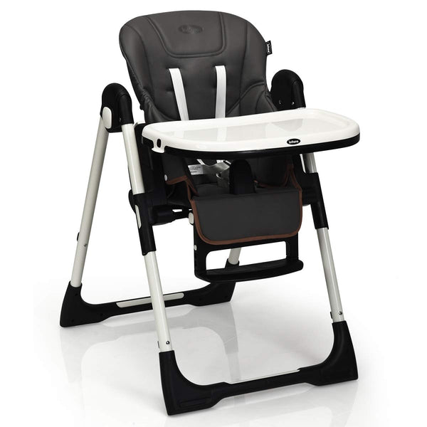 Foldable Baby High Chair with Adjustable Height, Backrest, and Detachable Tray
