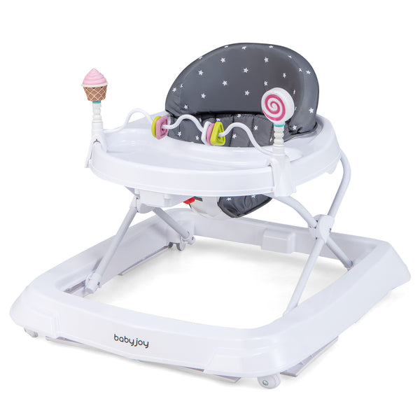 Foldable Baby Activity Walker with Adjustable Height and Detachable Seat Cushion