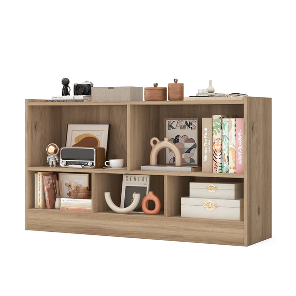 Kids 2-Shelf Bookcase 5-Cube Wood Toy Storage Cabinet Organizer