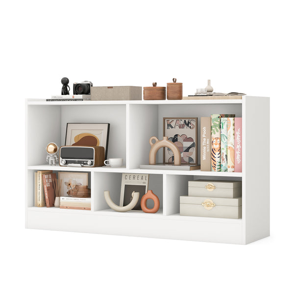 Kids 2-Shelf Bookcase 5-Cube Wood Toy Storage Cabinet Organizer