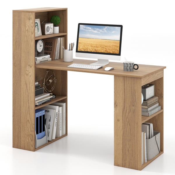 48-Inch Computer Desk with 4-Tier Bookcase, CPU Stand, and Spacious Desktop