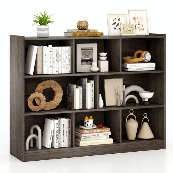 3-Tier Open Bookcase 8-Cube Floor Standing Storage Shelves Display Cabinet