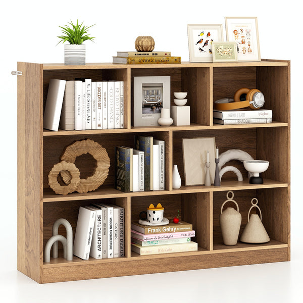 3-Tier Open Bookcase 8-Cube Floor Standing Storage Shelves