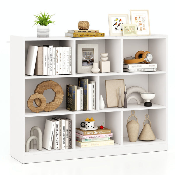 3-Tier Open Bookcase 8-Cube Floor Standing Storage Shelves Display Cabinet