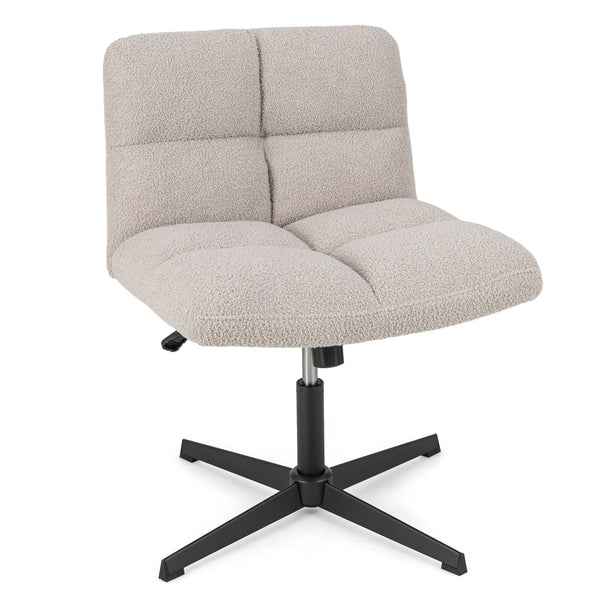 Office Armless Chair Cross Legged with Imitation Lamb Fleece and Adjustable Height