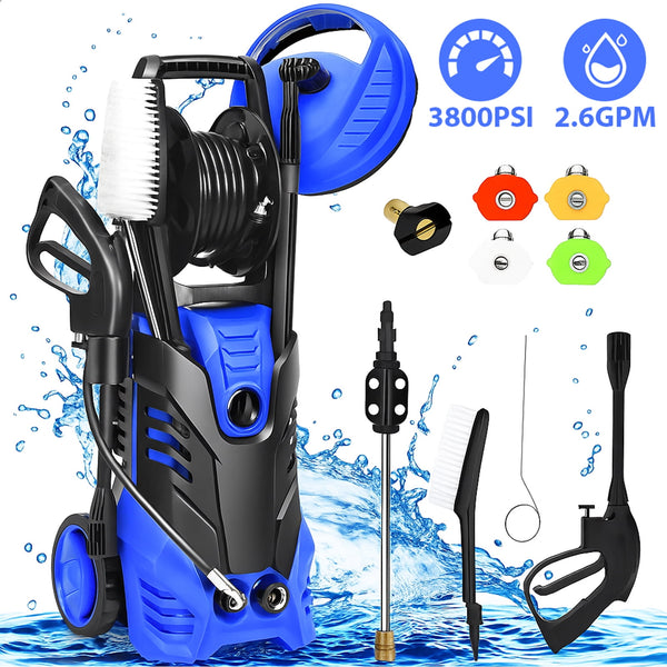 Vebreda 3800 PSI Electric Pressure Washer Lightweight Power Pressure Washer, Great for Cars Washing Fences Patios Driveways