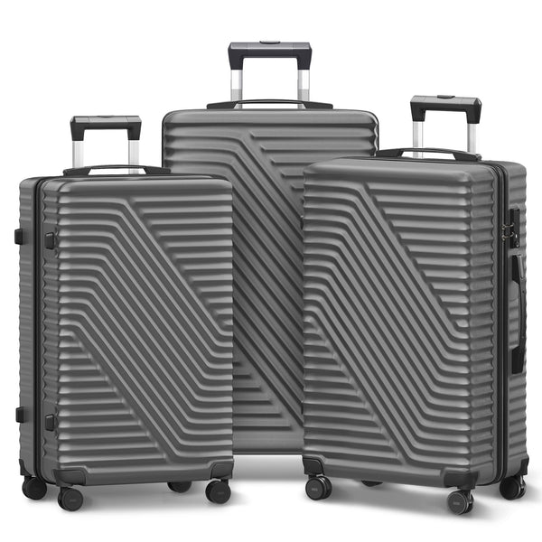 GIVIMO 3 Pcs Luggage Set Hard Shell Suitcase Set with Spinner Wheels, 20/24/28 inch, Gray
