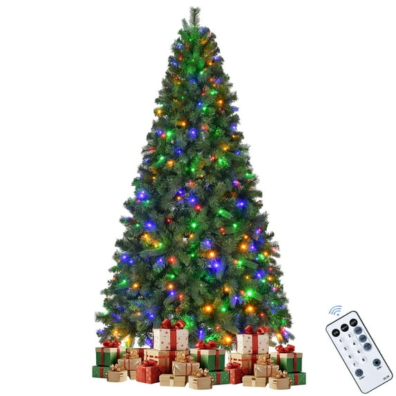 Vebreda 7.5FT Pre-Lit Artificial Christmas Tree with 400 Color-Changing LED Lights, 8 Lighting Modes, 1405 Branch Tips, Hinged Design & Metal Stand for Home, Office & Holiday D¨¦cor