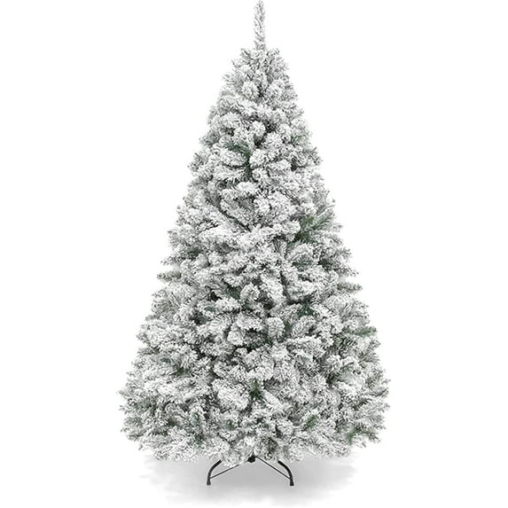 Vebreda 6ft Snow Flocked Hinged Artificial Christmas Tree, White