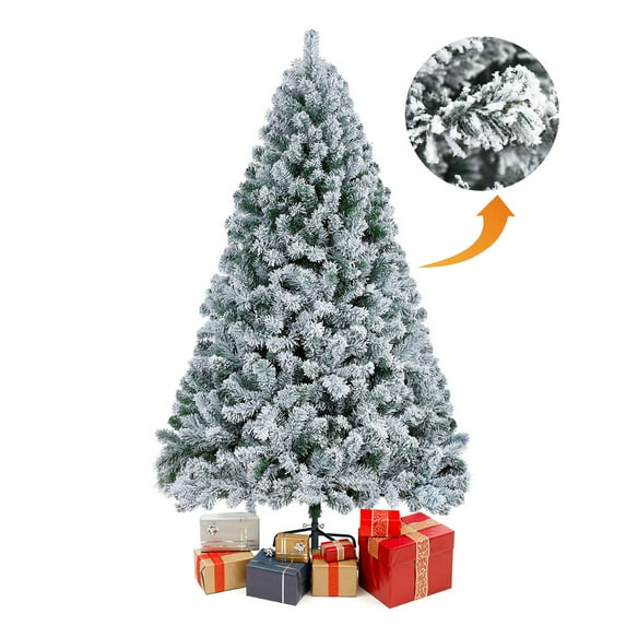Vebreda 7.5ft Premium Snow Flocked Artificial Christmas Tree with 1346 Branch Tips, Folding Base for Home Office, Party, Holiday Decoration, White