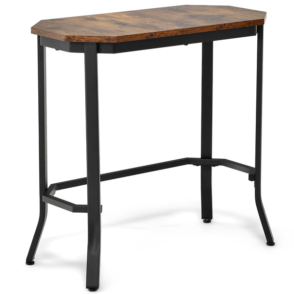 Narrow End Table with Wood Grain and Stable Steel Frame