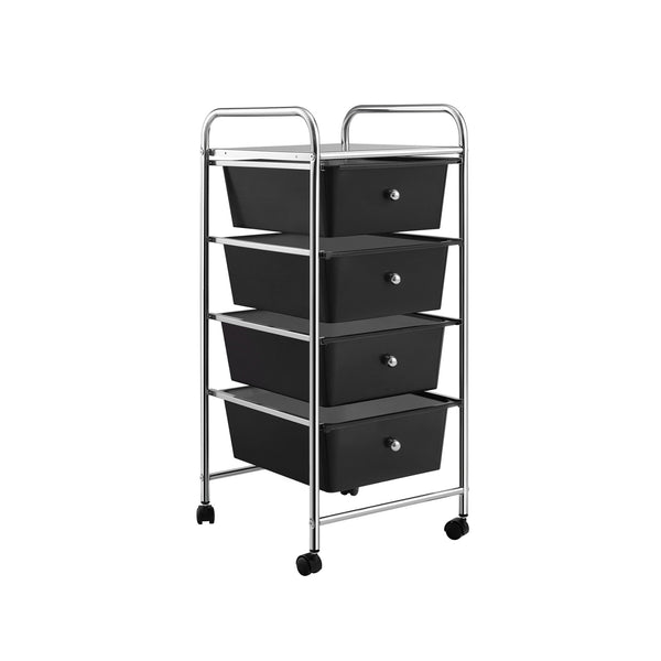 4-Drawer Rolling Storage Cart with Plastic Drawers and Metal Frame