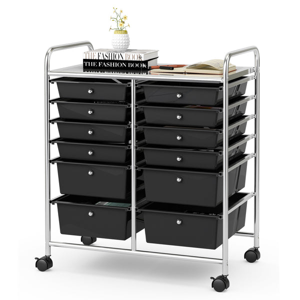 12 Drawers Rolling Cart Storage Scrapbook Paper Organizer Bins