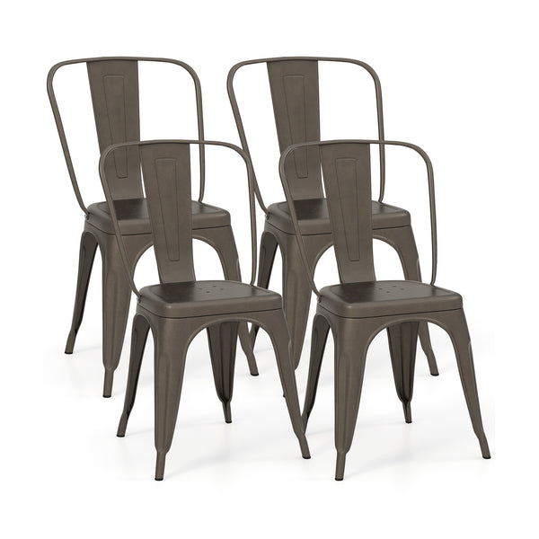 4 Pcs Modern Bar Stools with Removable Back and Rubber Feet