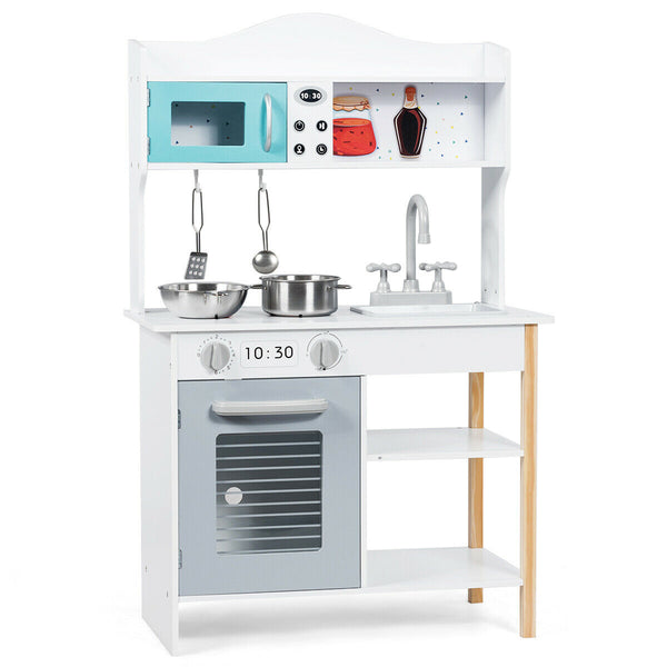 Kids Pretend Kitchen Playset with Cookware and Food Accessories