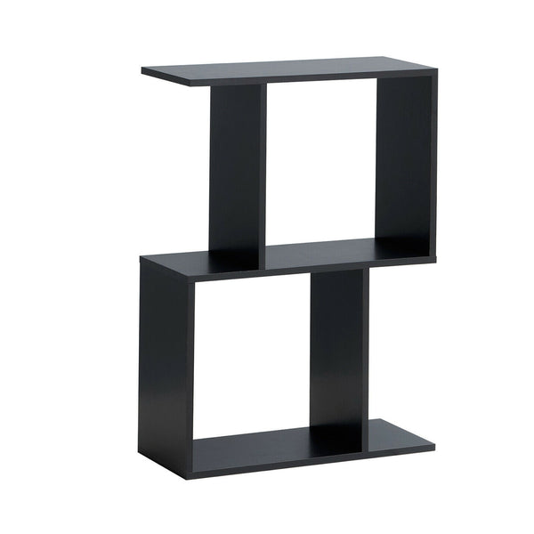 2 Tiers Wooden S-Shaped Bookcase for Living Room Bedroom Office-2-Tier