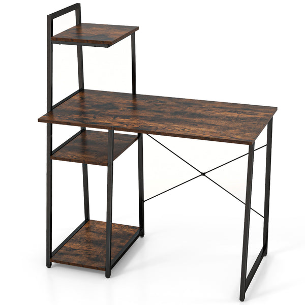 Computer Desk with Shelves and 3-Tier Storage Bookshelf