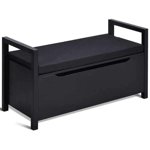34.5 x15.5 x19.5 Inch Shoe Storage Bench with Cushion Seat for Entryway