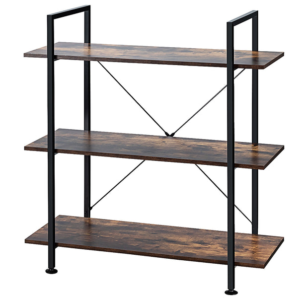 3 Tiers Industrial Bookcase with Metal Frame for Home Office-3-Tier