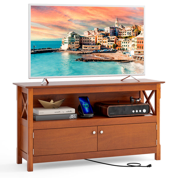 44 Inch Wooden Storage Cabinet TV Stand